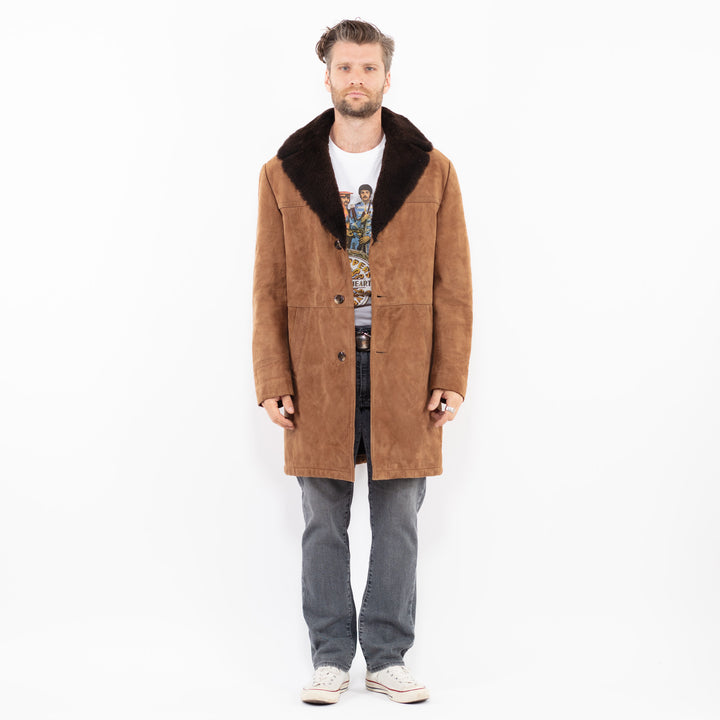 Vintage 70's Men Suede Sherpa Coat in BrownZ1922