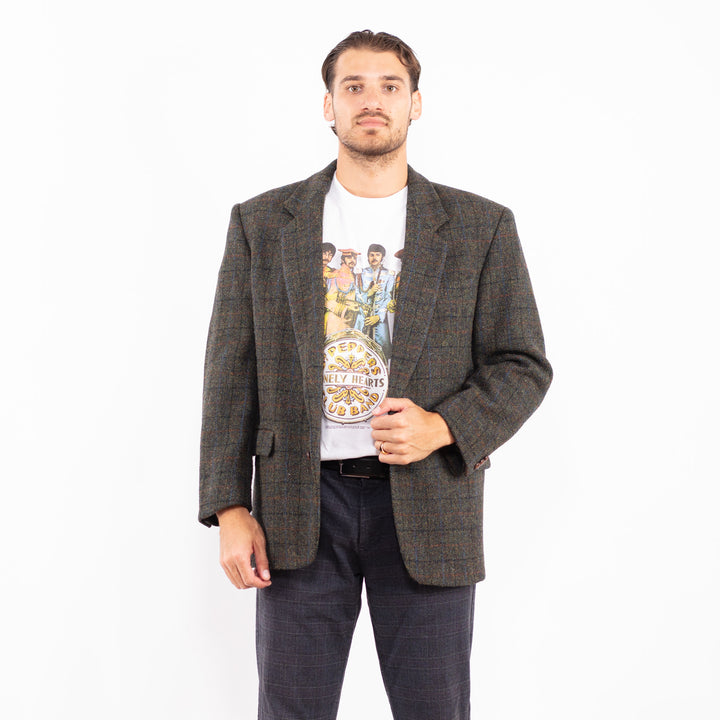 Vintage 80's Men Harris Tweed Jacket in GreenZ2165