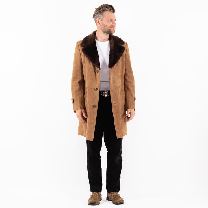 Vintage 70's Men Suede Sherpa Coat in BeigeZ1824