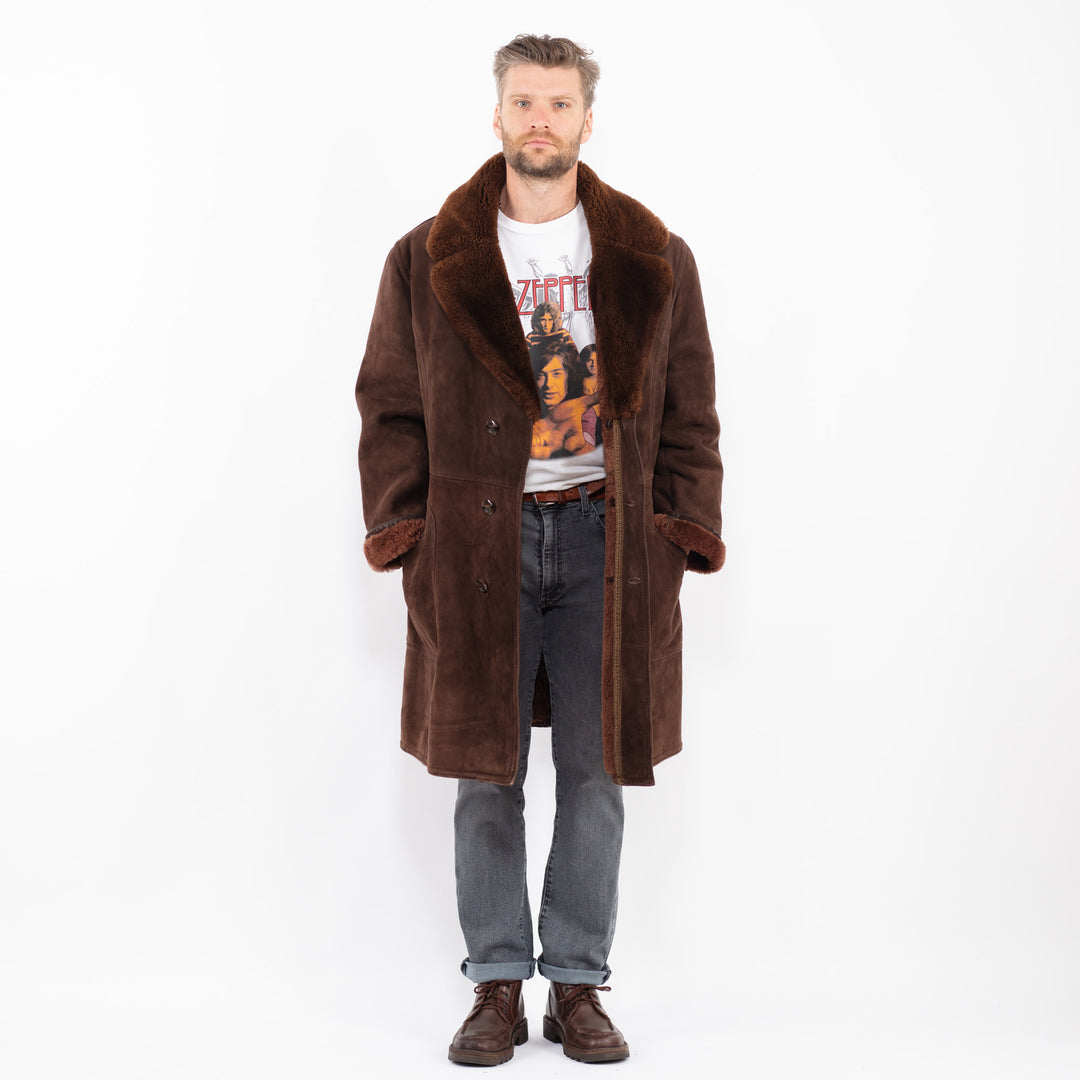 Vintage 70's Men Sheepskin Coat in BrownZ2272