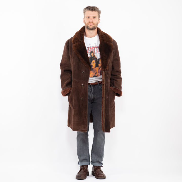 Vintage 70's Men Sheepskin Coat in BrownZ2272