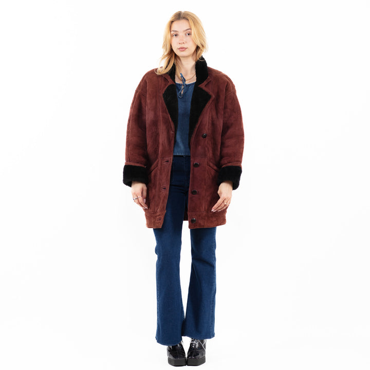 Vintage 80's Women Sheepskin Coat in BrownA0050