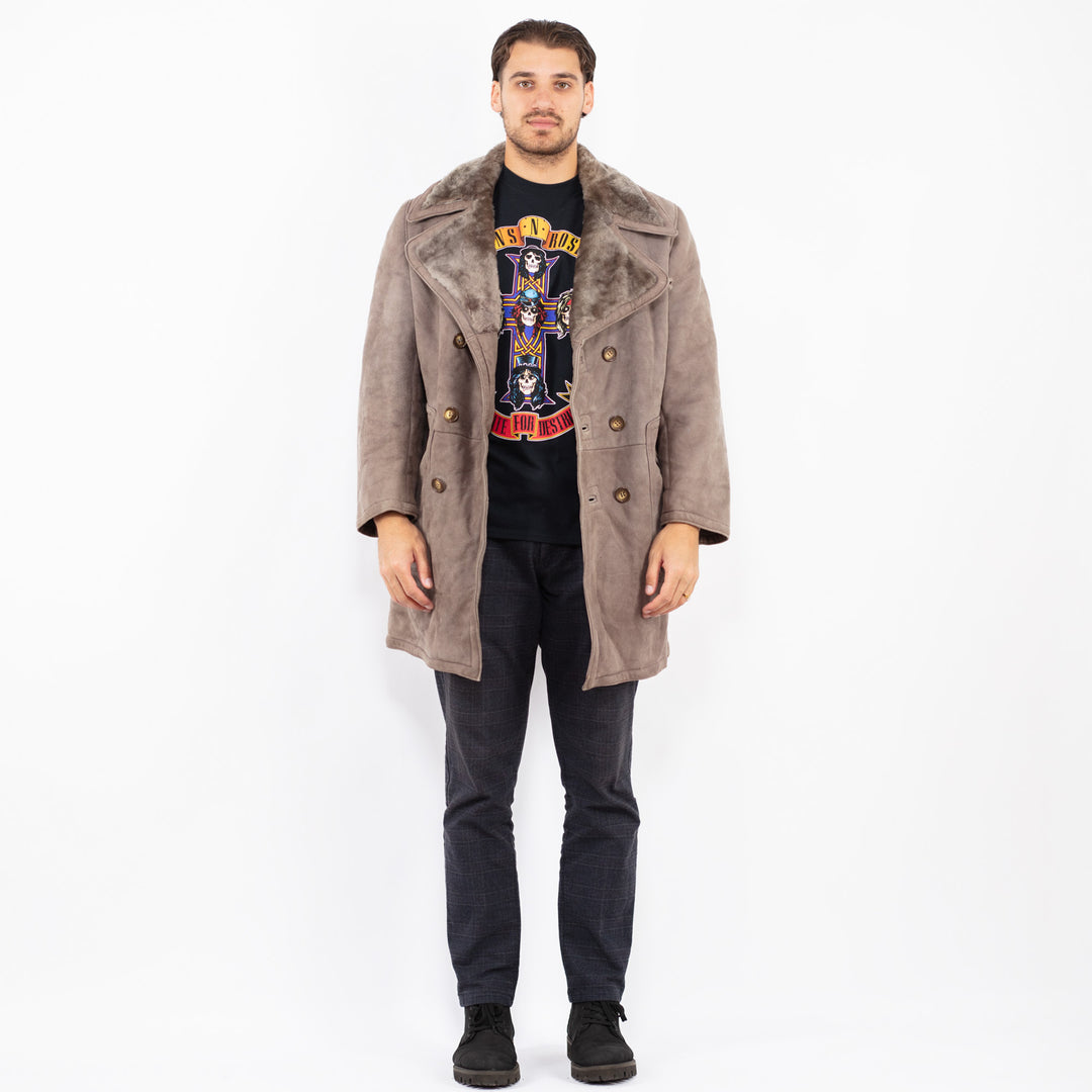 Vintage 70's Men Sheepskin Coat in GrayZ2364