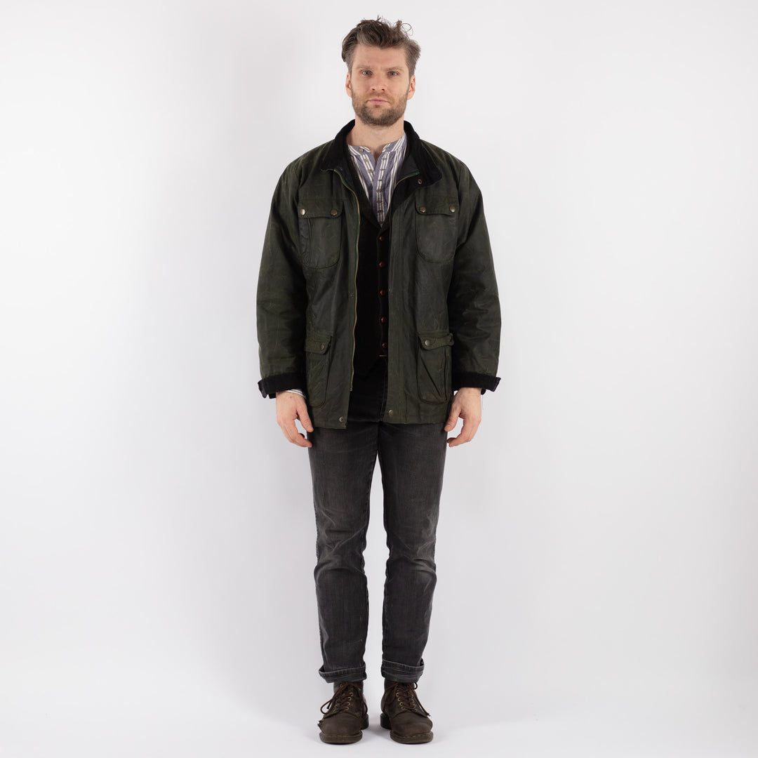 Vintage 90's Men Waxed Canvas Jacket in GreenZ524