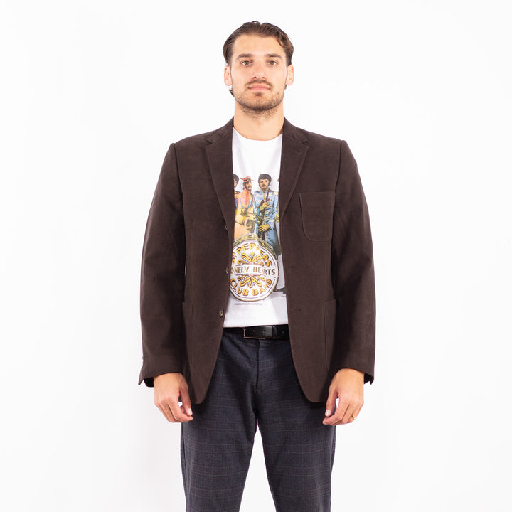 Vintage 90's Men Cotton Blazer Jacket in BrownZ2167
