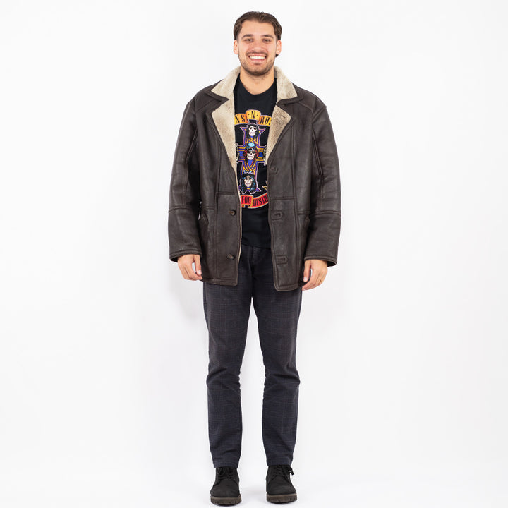 Vintage 90's Men Sheepskin Coat in BrownZ2365