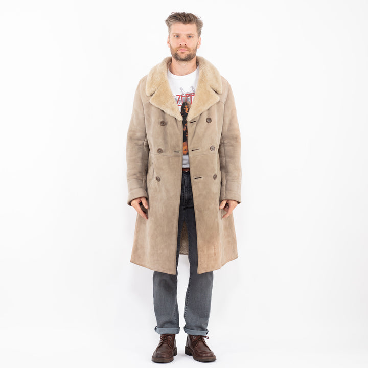 Vintage 70's Men Sheepskin Coat in BeigeZ2275