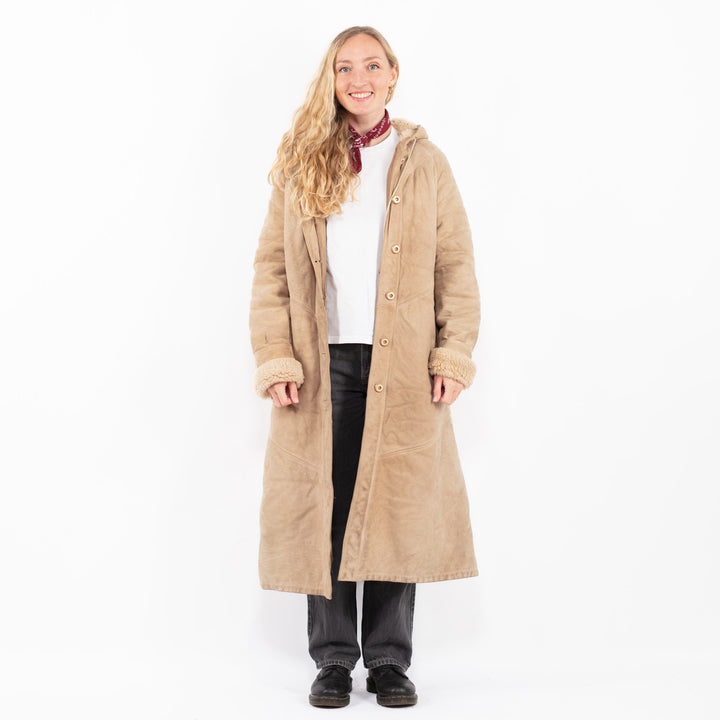 Vintage 80's Women Sheepskin Coat in BeigeA0605