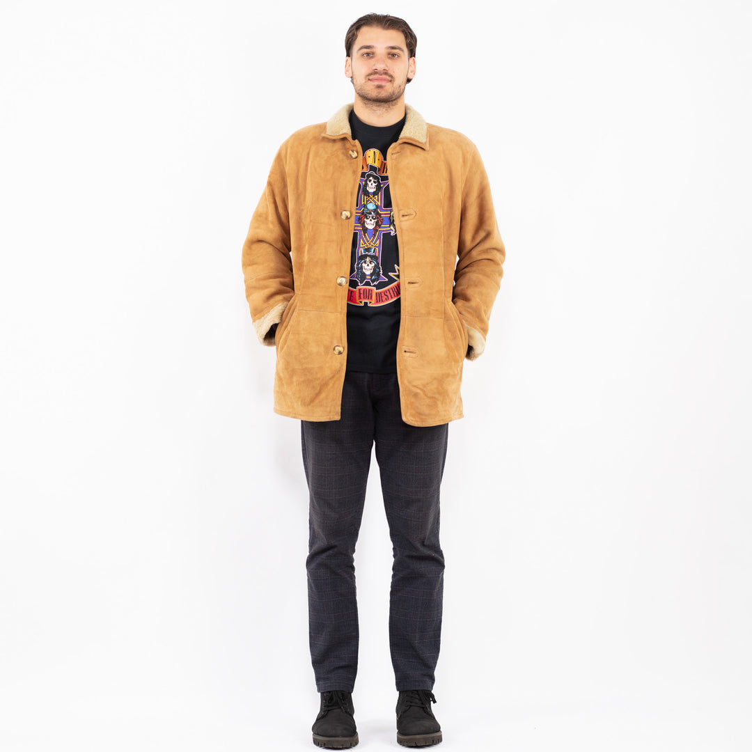 Vintage 90's Men Sheepskin Coat in BrownZ2367
