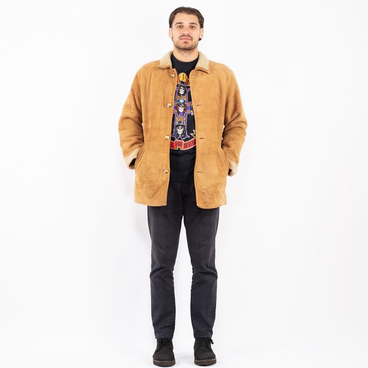 Vintage 90's Men Sheepskin Coat in BrownZ2367