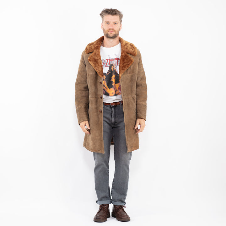 Vintage 70's Men Sheepskin Coat in BrownZ2276