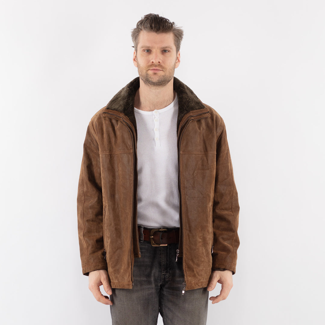 Vintage 90's Men Suede Jacket in BeigeZ1109