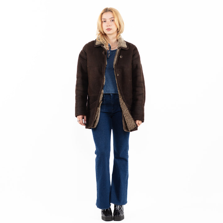 Vintage 90's Women Sheepskin Coat in BrownA0053