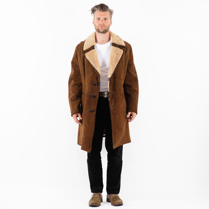 Vintage 70's Men Sheepskin Coat in BrownZ1830