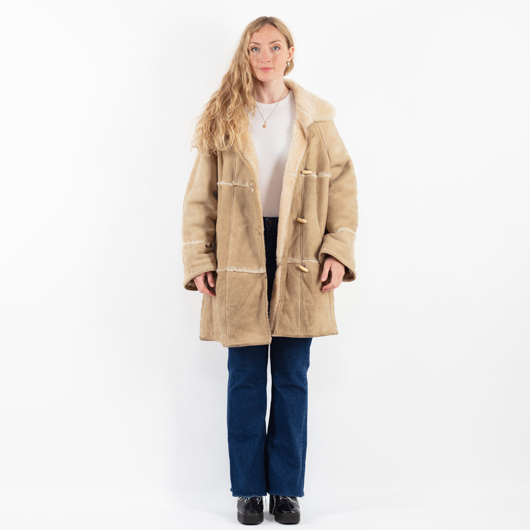 Vintage 80's Women Sheepskin Coat in BeigeV9863
