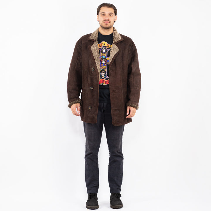 Vintage 90's Men Sheepskin Coat in BrownZ2370