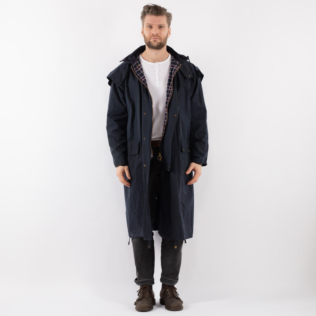 Vintage 90's Men Waxed Canvas Coat in BlueZ903