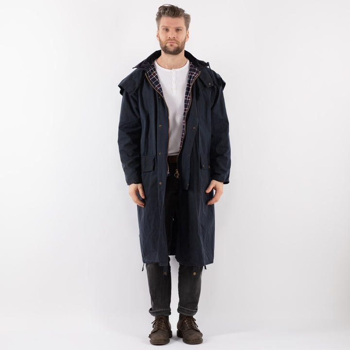 Vintage 90's Men Waxed Canvas Coat in BlueZ903