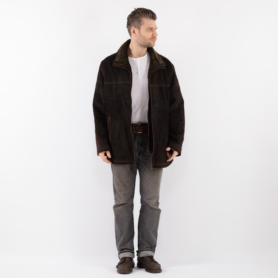 Vintage 90's Men Suede Jacket in BrownZ1112