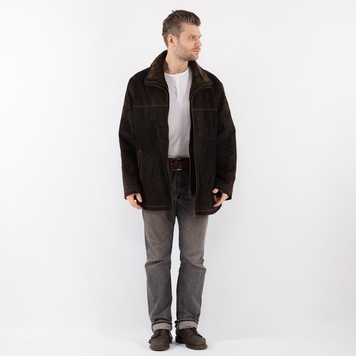 Vintage 90's Men Suede Jacket in BrownZ1112