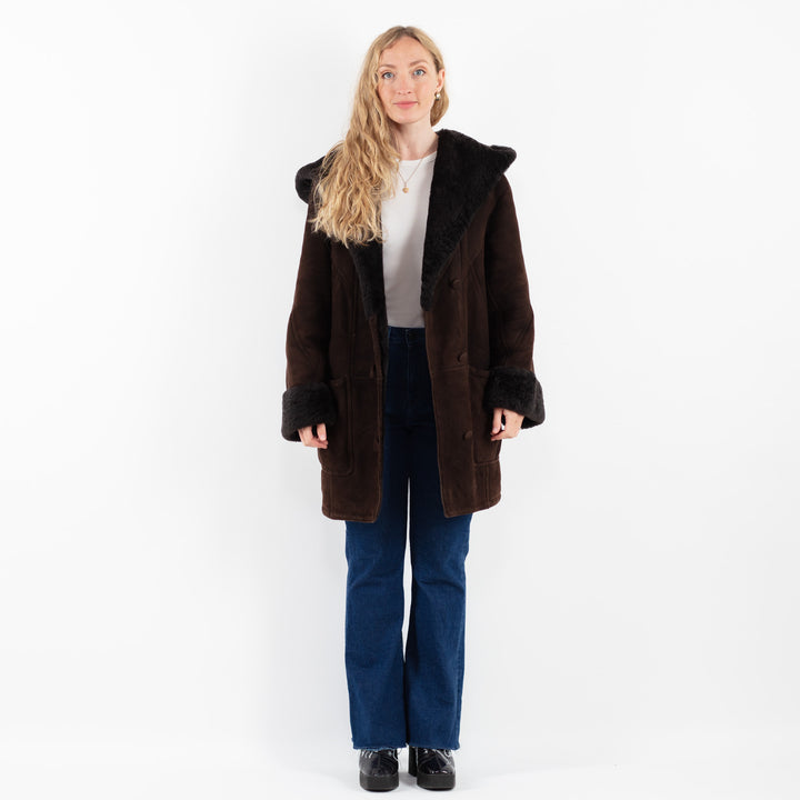 Vintage 80's Women Sheepskin Coat in BrownV9865