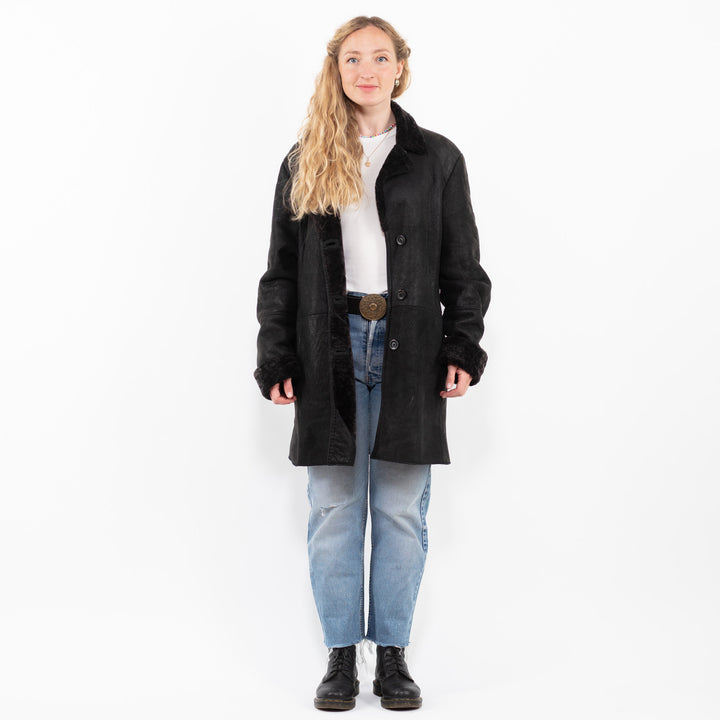 Vintage 90's Women Sheepskin in BlackA0264
