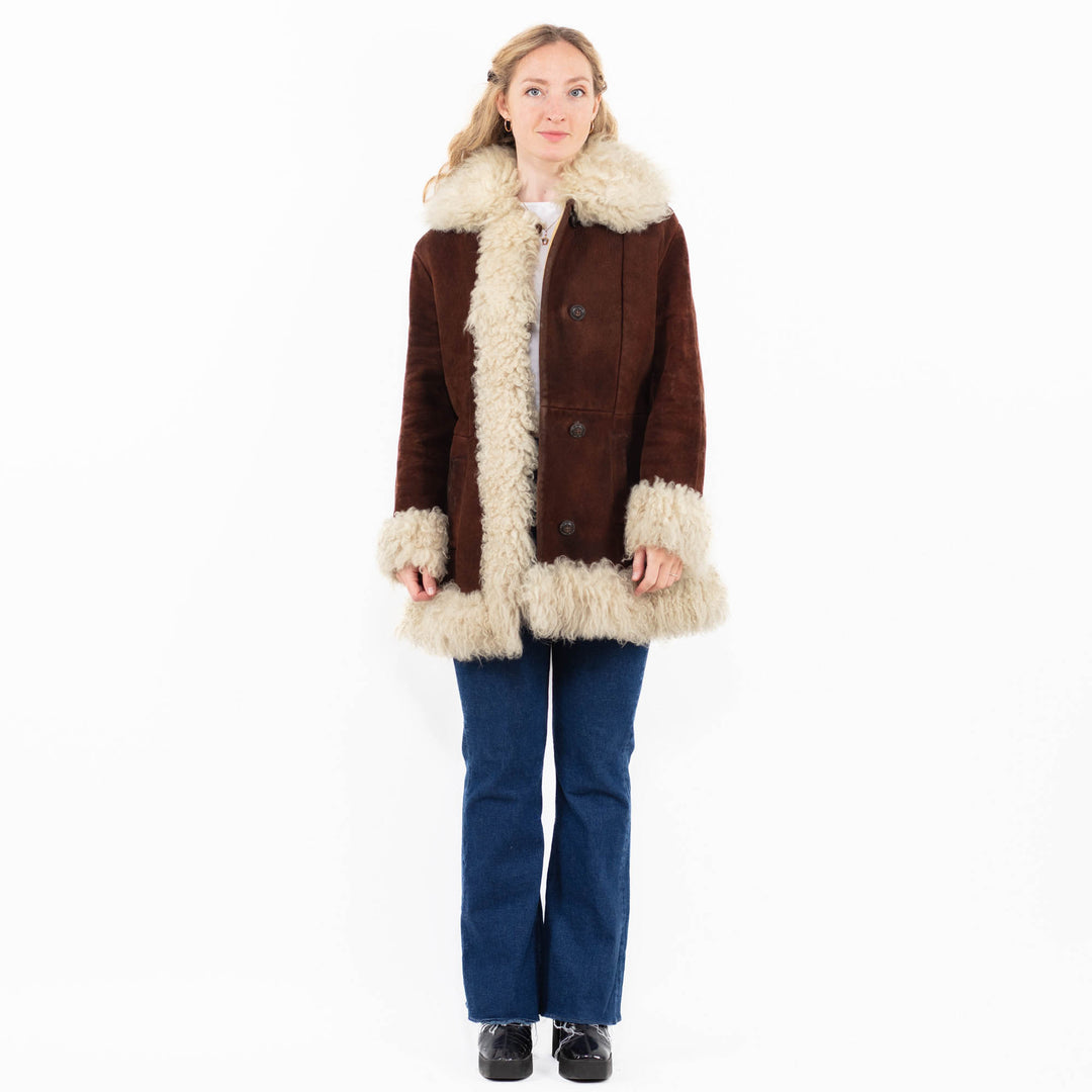 Vintage 70's Penny Lane Sheepskin Coat in Brown