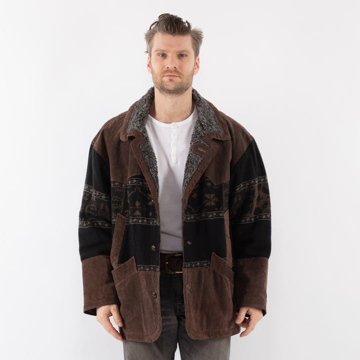 Vintage 80's Men Suede Jacket in BrownZ1114