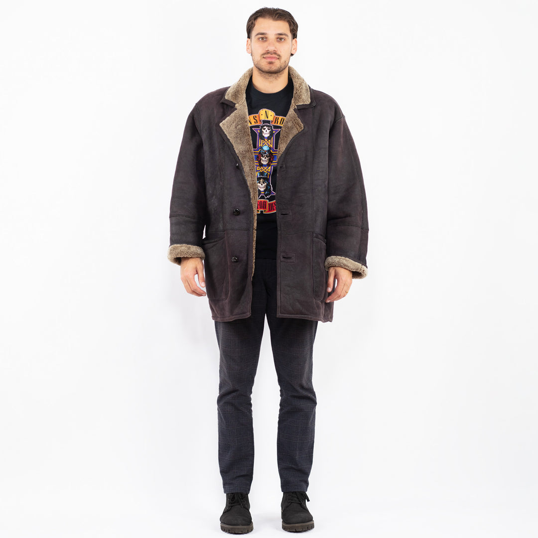 Vintage 90's Men Sheepskin Coat in PurpleZ2373