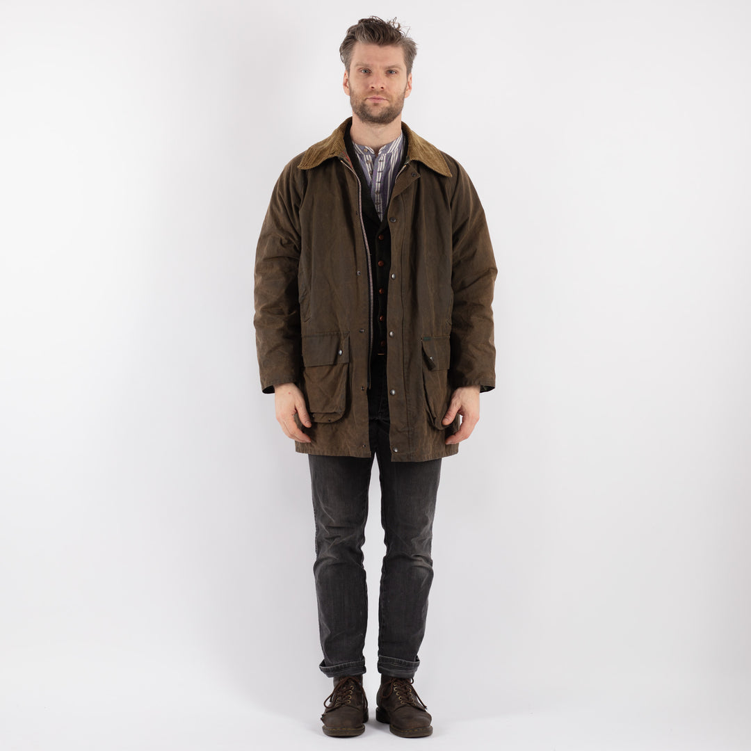 Vintage 90's Men Waxed Cotton Jacket in GreenZ530
