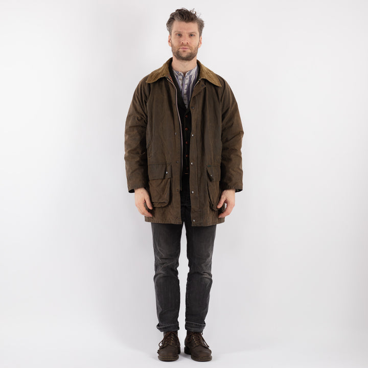 Vintage 90's Men Waxed Cotton Jacket in GreenZ530