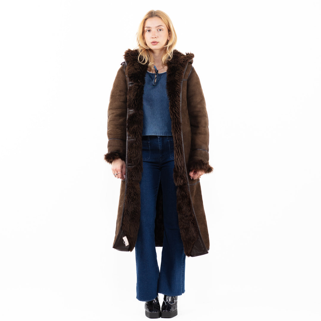 Vintage 90's Women Sheepskin Coat in BrownA0057