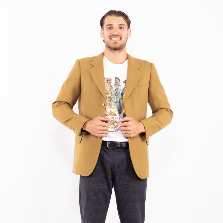 Vintage 70's Men Wool Blazer Jacket in Olive Green