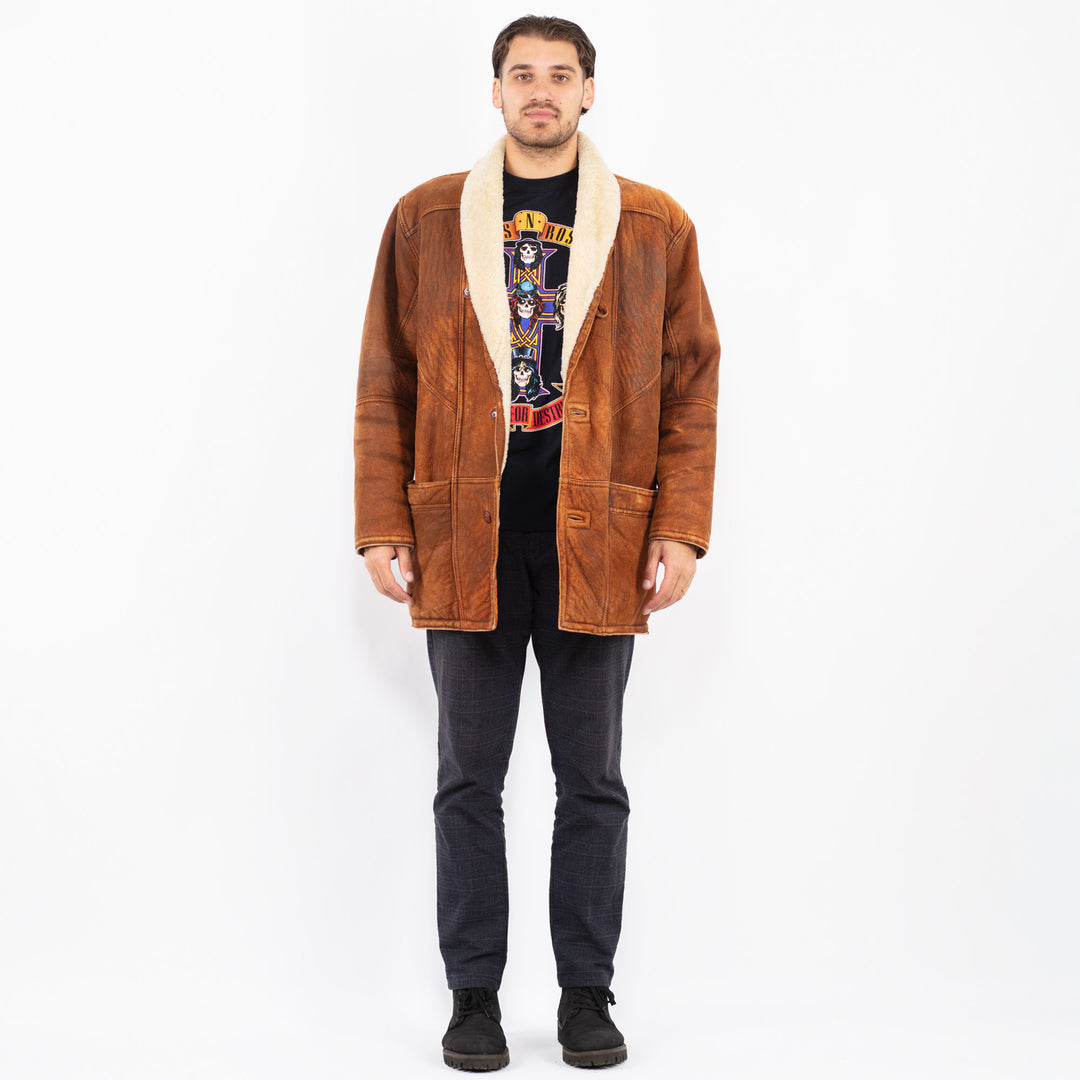 Vintage 80's Men Sheepskin Coat in BrownZ2374