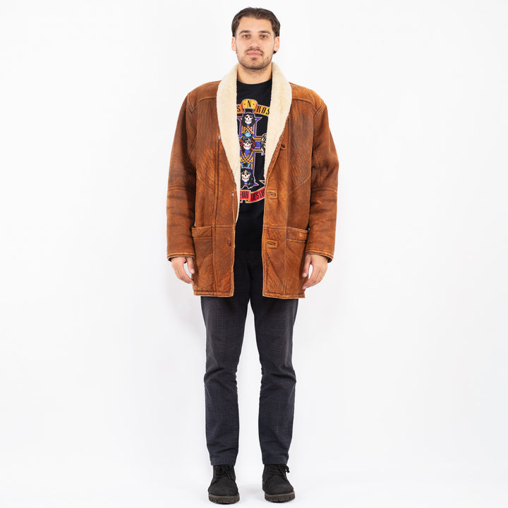 Vintage 80's Men Sheepskin Coat in BrownZ2374