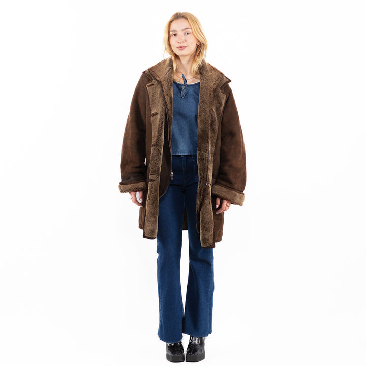 Vintage 90's Women Sheepskin Coat in BrownA0058