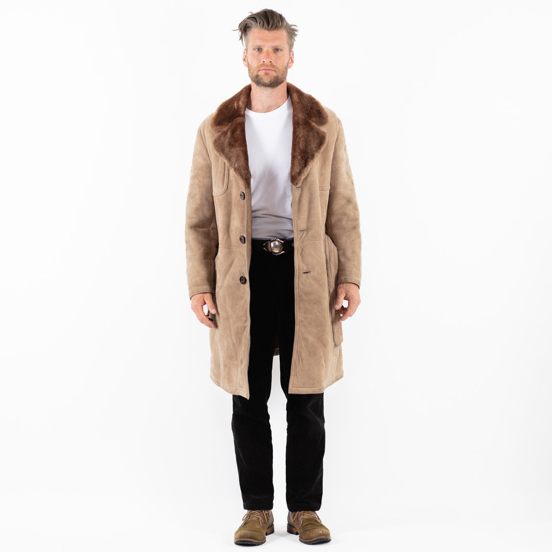 Vintage 70's Men Sheepskin Coat in BeigeZ1835