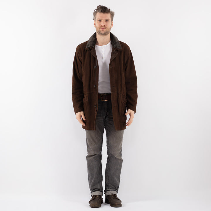 Vintage 90's Men Suede Coat in BrownZ1116