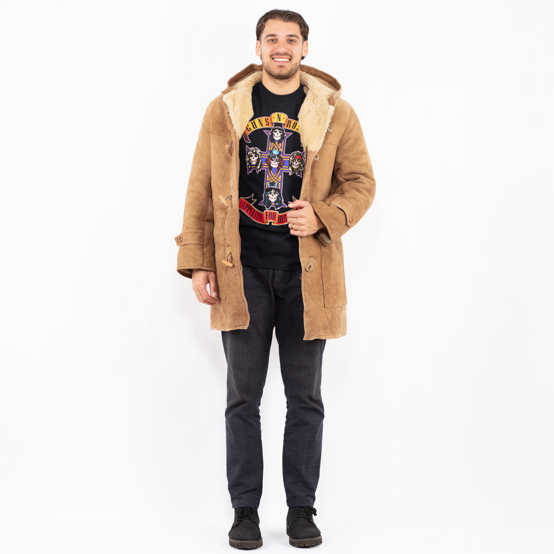 Vintage 80's Men Sheepskin Coat in BeigeZ2375