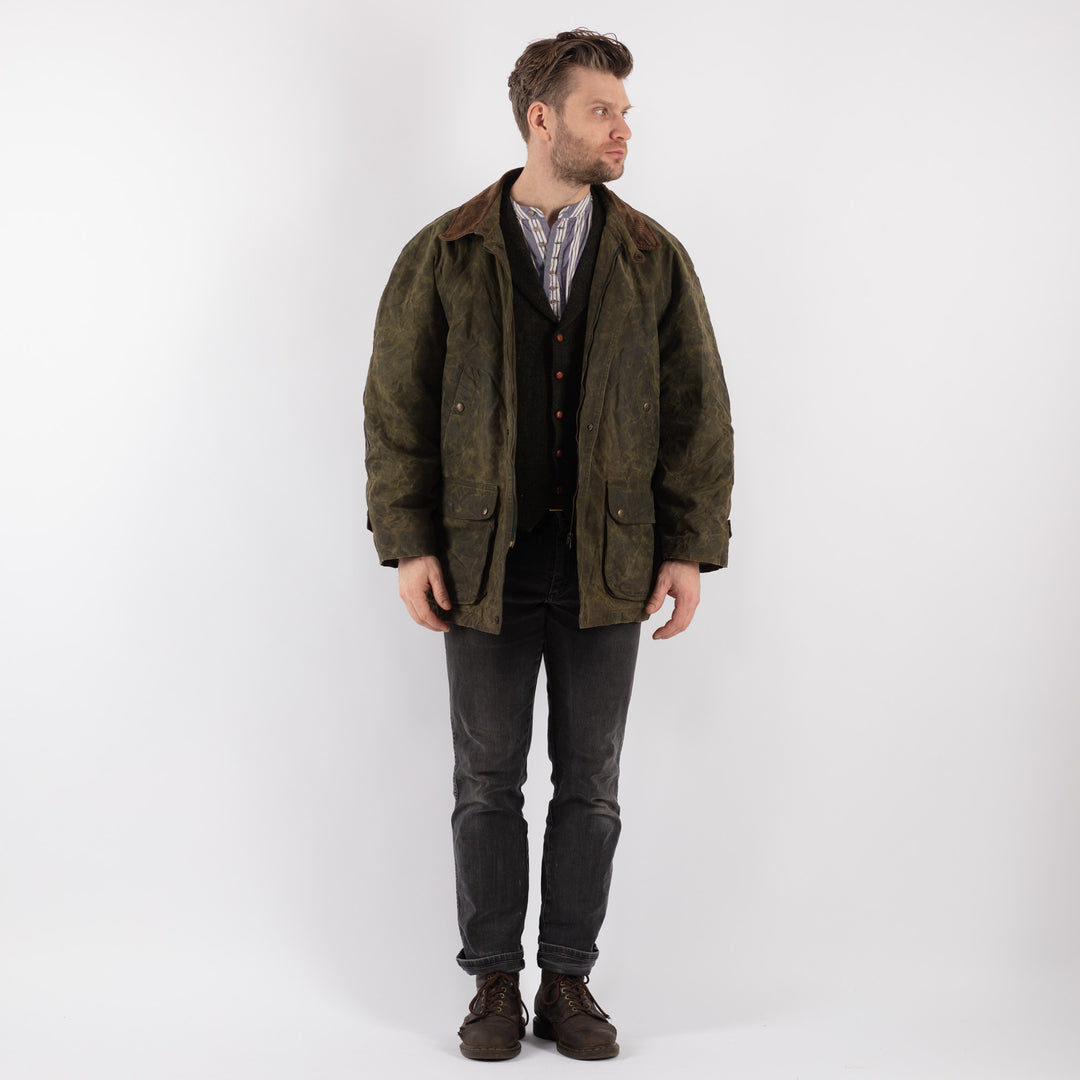 Vintage 90's Men Waxed Canvas Jacket in GreenZ531