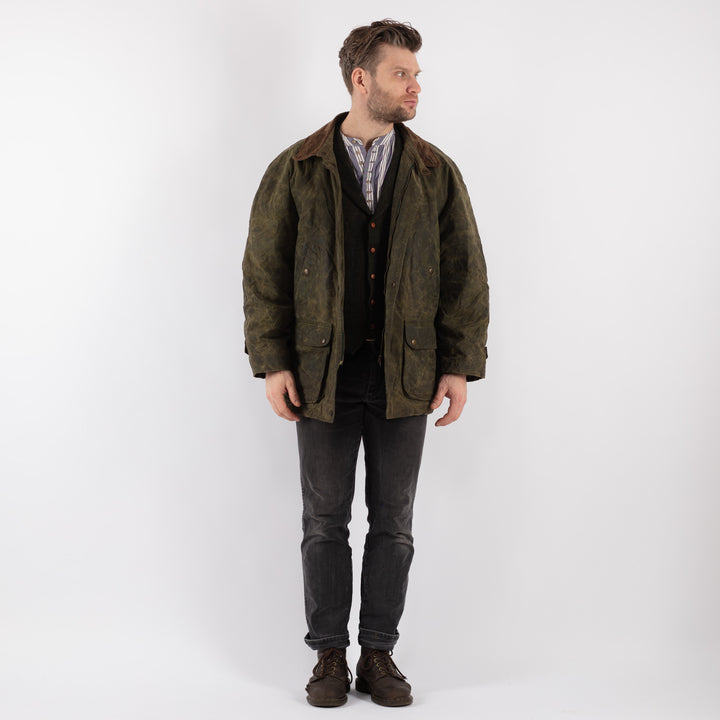 Vintage 90's Men Waxed Canvas Jacket in GreenZ531