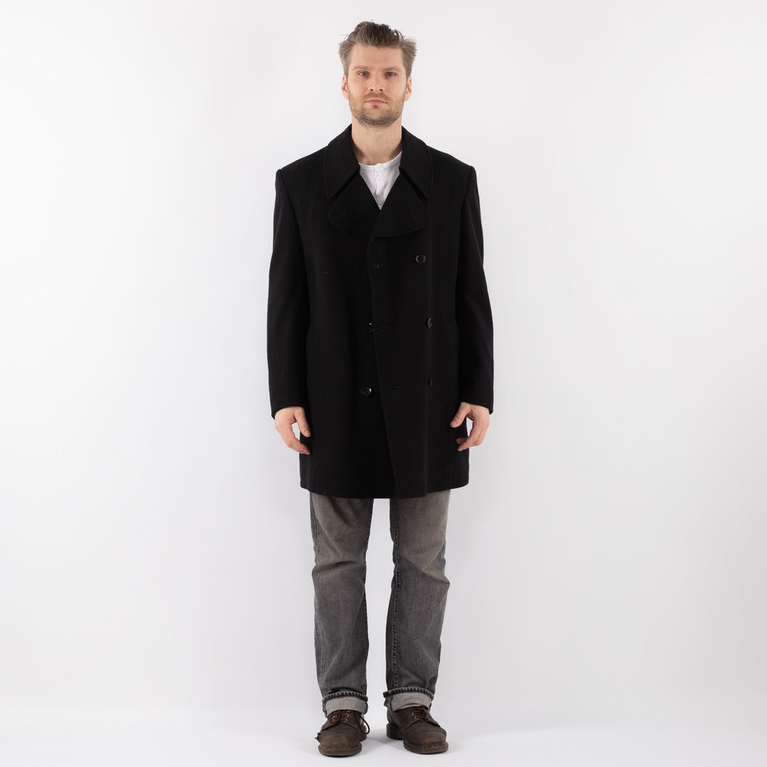 Vintage 70's Men Wool Blazer Coat in BlackZ1117