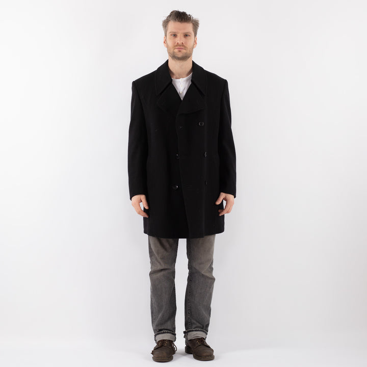 Vintage 70's Men Wool Blazer Coat in BlackZ1117