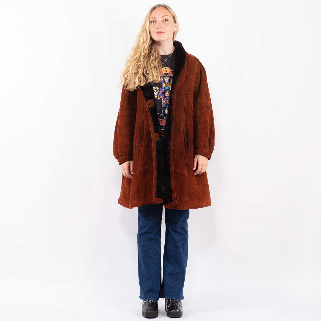 Vintage 90's Women Sheepskin Coat in BrownA0371