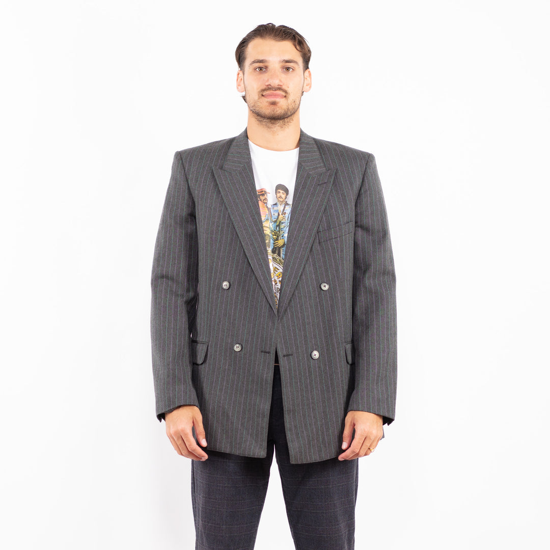 Vintage 70's Men Wool Blend Blazer Jacket in GrayZ2178