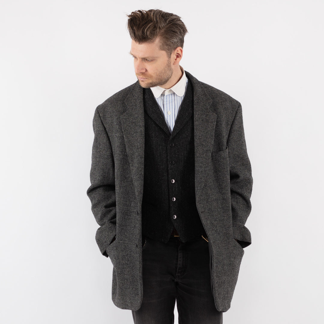 Vintage 90's Men Harris Tweed Jacket in GrayZ717