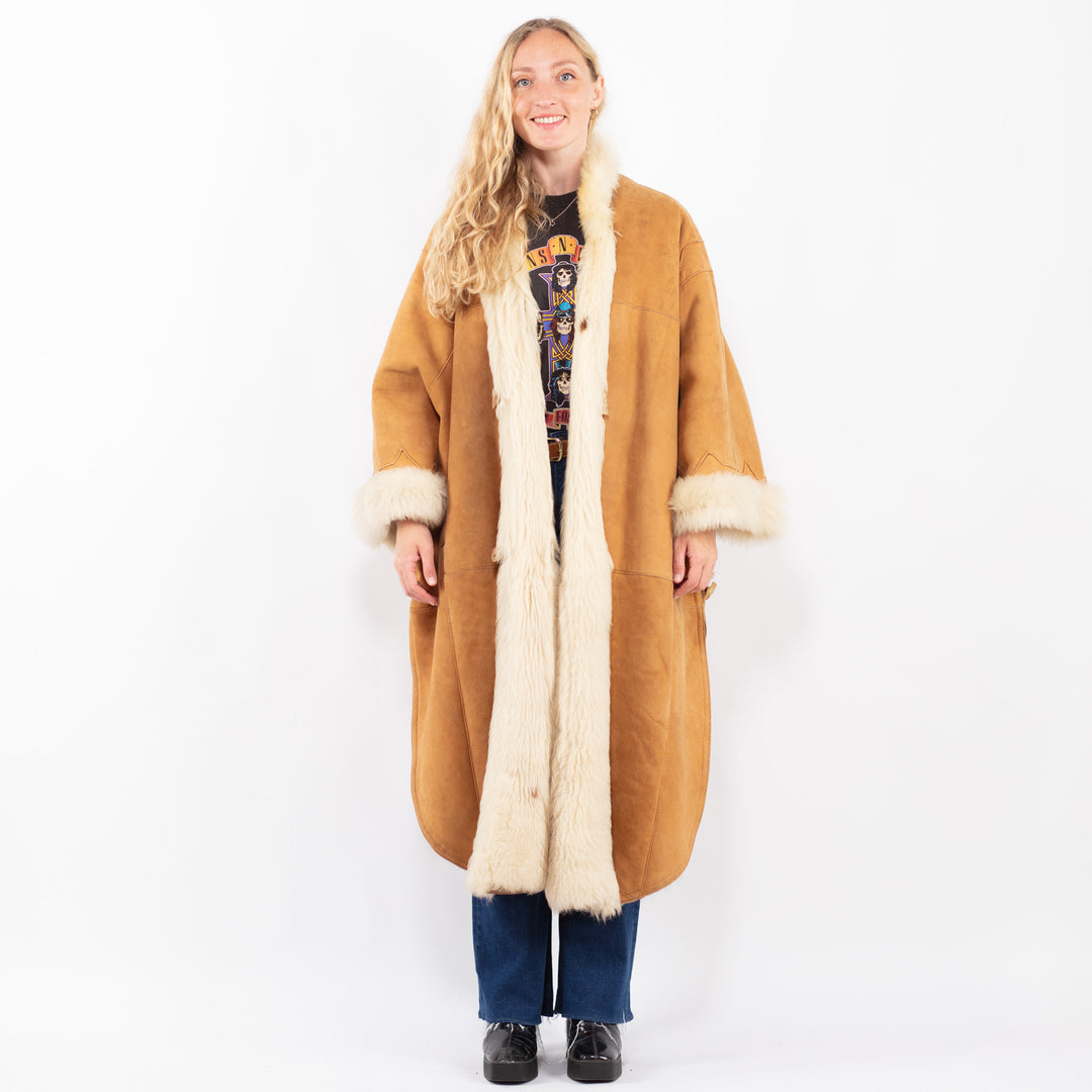 Vintage 80's Women Sheepskin Coat in BrownA0372