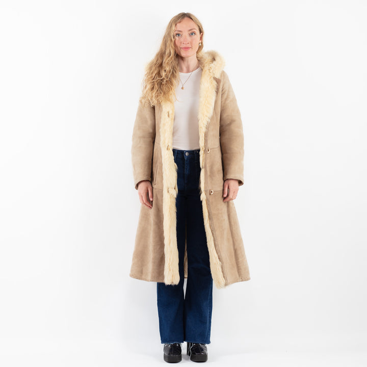 Vintage 70's Women Sheepskin Coat in BeigeV9871