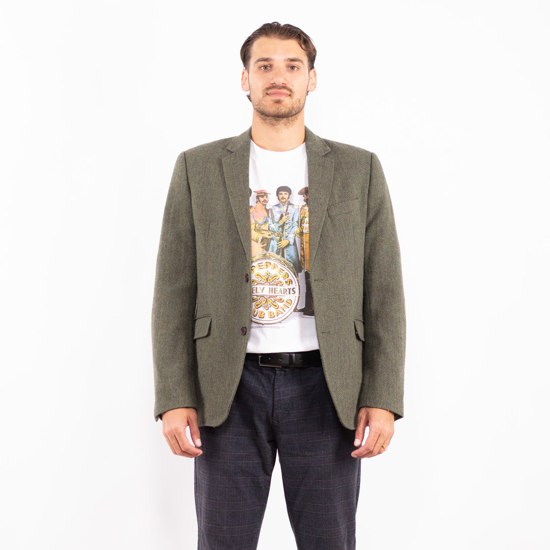 Vintage 90's Men Wool Blazer Jacket in GreenZ2179