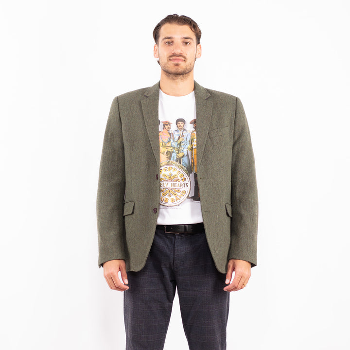 Vintage 90's Men Wool Blazer Jacket in GreenZ2179